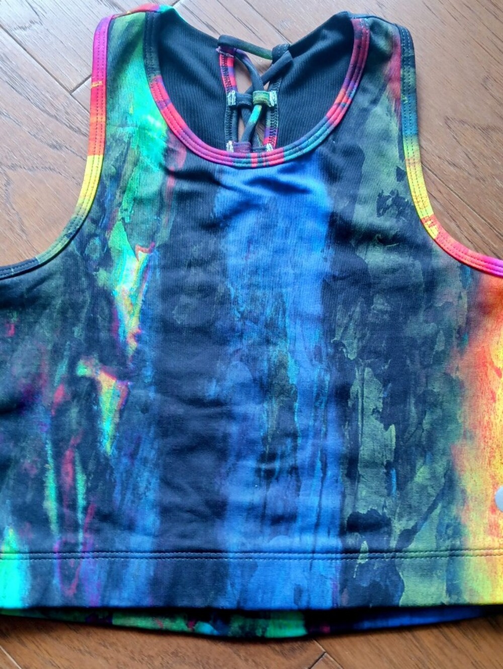 DonaJo Abstract Print Braided Back Sports Bra Size 1 Small